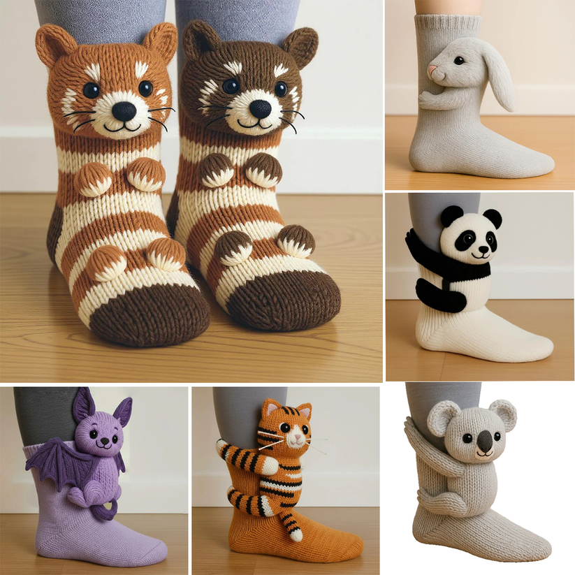 🎅Christmas Sale 50% Off 🎄3D Knit Animal Socks